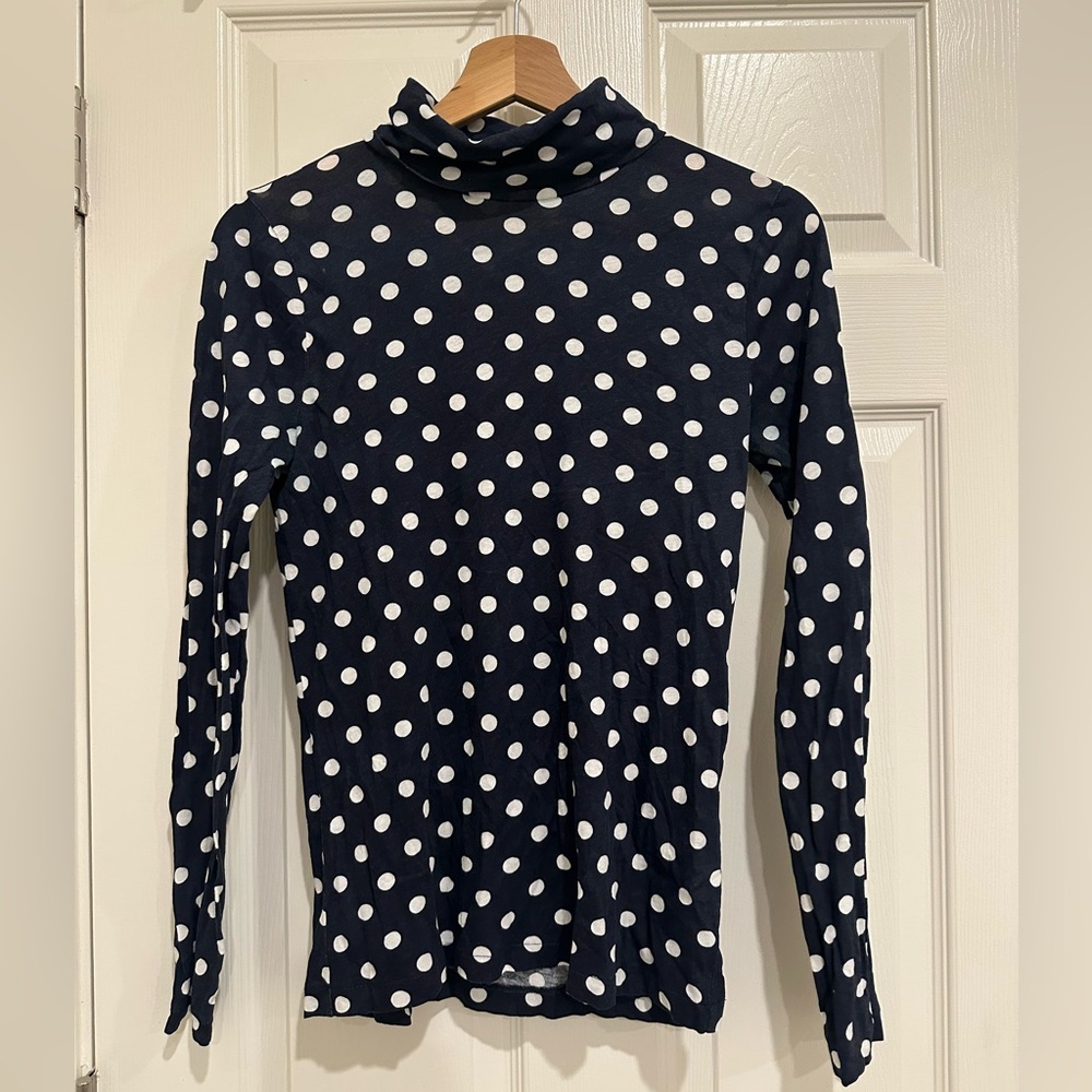 JCrew Long Sleeve Turtle Neck Polkadot Shirt
